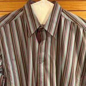 Robert Graham Brown and Blue Striped Shirt